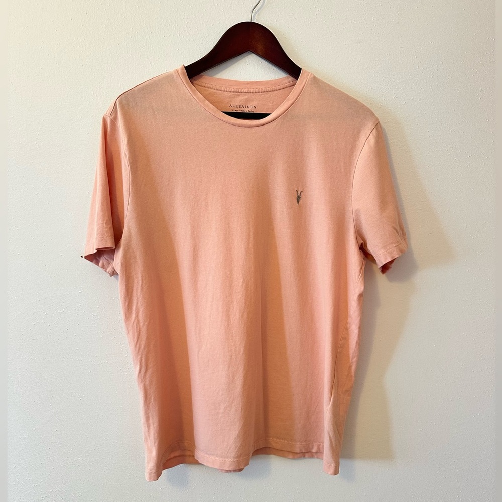 All Saints Men’s Brace Brushed Cotton Crew Neck T-Shirt Tee Organic Cotton